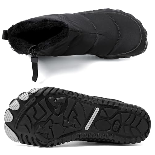 Image of Men's and Women's Barefoot Hiking Boots | Zero Drop Winter Snow Boots with Wide Toe Box | Slip-On Waterproof Ankle Booties | Minimalist Five-Finger Sneakers for Outdoor Hiking and Walking