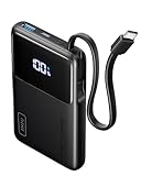 INIU 45W Power Bank, Slimmest 10000mAh Portable Charger with Built in USB-C Cable, Fast Charging USB C in&Out Battery Pack, Travel External Phone Charger for iPhone 17 16 15 Samsung S24 S23 Google etc