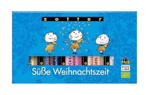 Zotter – Schokolade Weihnachten – Geschenk aus Schokolade Bio und Fair – handgeschöpfte Schoko Minis: Marzipan, Nougat, Schokomousse,...