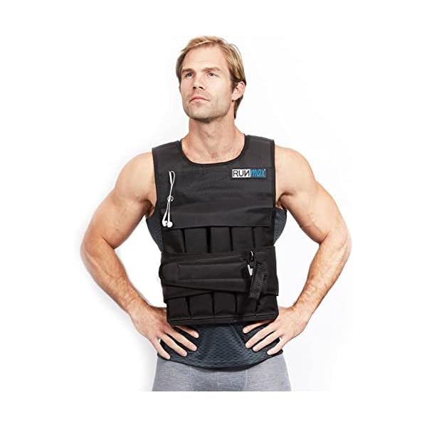 RUNMax 12lbs-140lbs Adjustable Weighted Vest with Shoulder Pads option. Workout vest for men and women