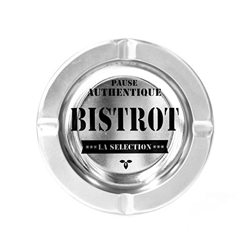 Totally Addict TB1013 cenicero Bistrot, Metal, Negro/Plata, 13,5 x 13,5 x 1,7 cm