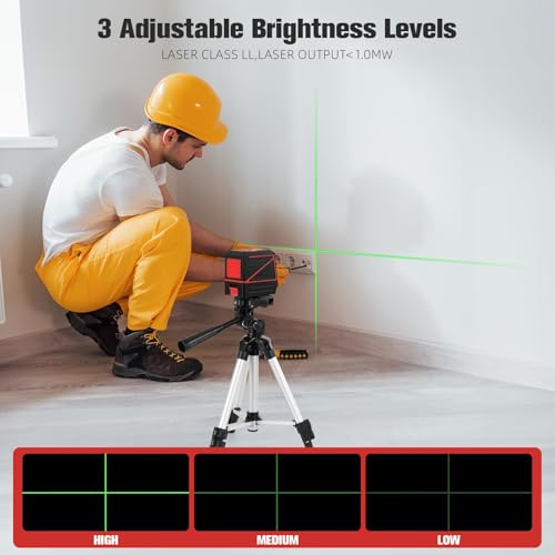 Image of Laser Level with Tripod, 100 feet Green Cross Line Self Rotary Leveling Laser Level, Vertical and Horizontal Line, Rotatable 360 Degree, Manual Self leveling and Pulse Mode,IP54 Waterproof & Battery