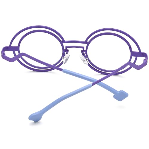 Image of FONEX Colorful Pure Titanium Glasses Frame Women Retro Round Eyeglasses