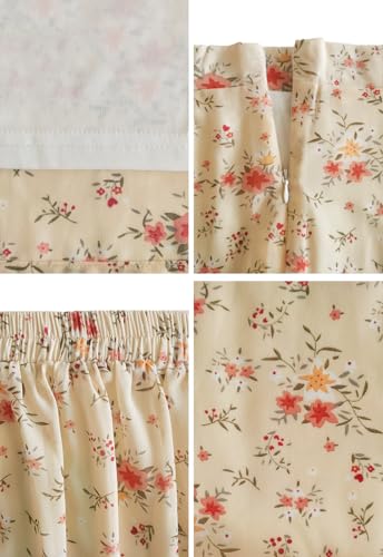 Image of HERBATOMIA Women's Floral Print Midi Skirt Casual High Elastic Waist Zipper Vintage Long Boho Skirts for Women