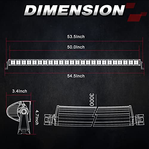 Image of OFFROADTOWN 50 Inch 768W Curved LED Light Bar Quad Row Roof Driving Light
