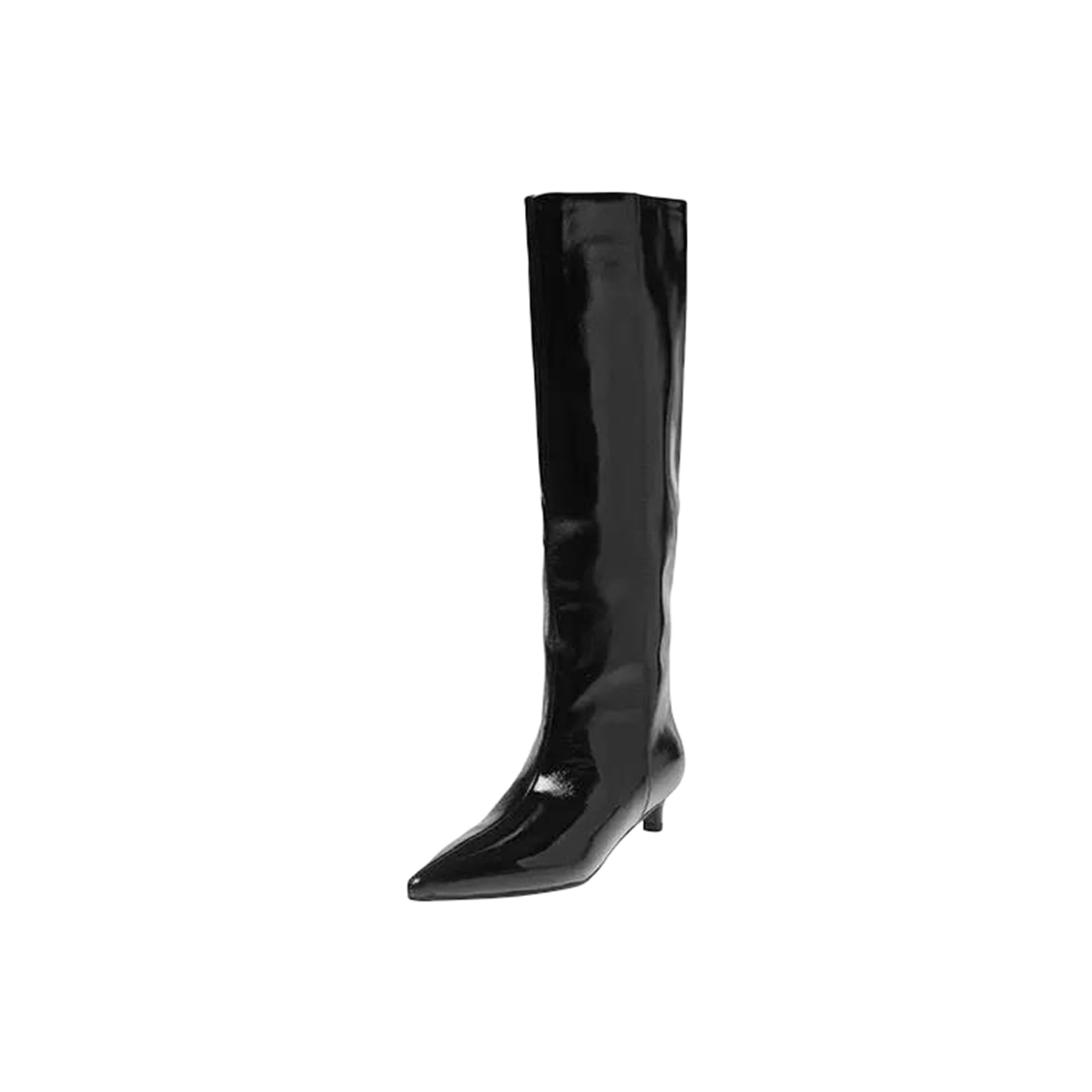 Womens Simple Knee-High Boots Slip-On Design with an Elegant Pointed Toe and A Chic Medium Kitten Heel