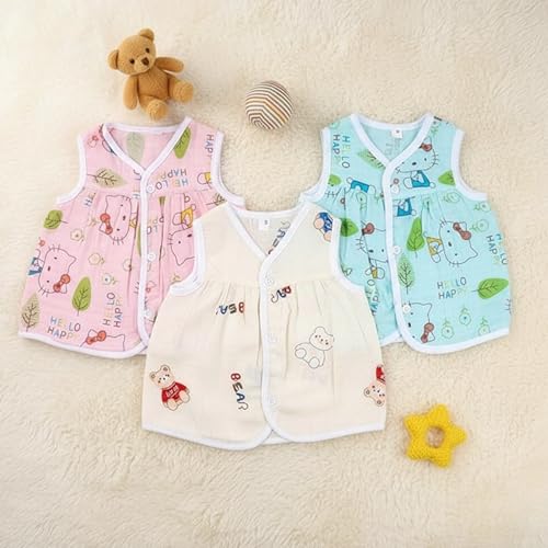 Image of Lil' Shark Muslin Cotton Frock Jhabla Set for Newborn Baby Girls | Sleeveless Vests | Summer Baby Dress 0-12 Months | Breathable Clothes | Assorted Prints