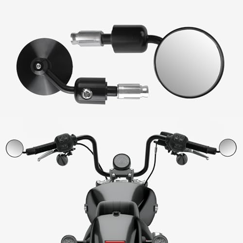 Bar End Mirrors for Motorcycles - 7/8 Handlebar CNC Aluminum Cafe Racer Mirrors Universal Fits for FZ-07 FZ8 FZ-09 Honda Grom Suzuki SV650 GSX-S750 Kawasaki Z650 Z900 Naked Bike