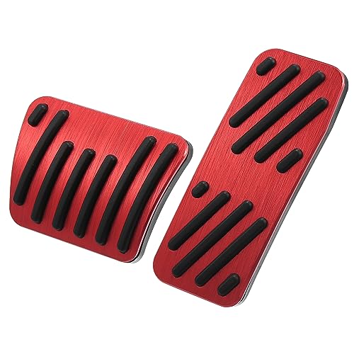 X AUTOHAUX 1set Brake Pedal Pad Gas Accelerator Pedal Cover for Jeep Cherokee 2016-2021 Red