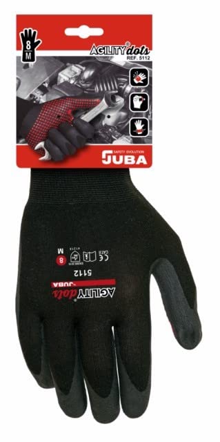 Juba G Seamless nylon/Lycra fiber coated with Nitrile foam, Nitrile dots on palm, Size 10