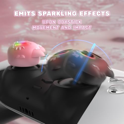 Image of PlayVital Cute Universal Illuminated LED Thumbstick Grips for ps5, for ps4, Joystick Caps for Xbox Series X|S, for Xbox One, Switch Pro Controllers, Joystick Protection - Moonlight Cat