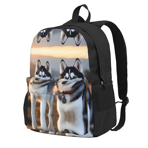 Husky Dog Large Capacity Travel Backpack - Polyester Backpack,Multi-Functional Storage Bag
