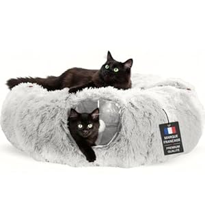 One PETS-TOP Katzentunnel &ndash; Tunnel f&uuml;r Katzen Rund mit Schlafplatz & Bed &ndash; Katzentunnel XXL Gro&szlig;e Katzen &ndash; Donut Rascheltunnel aus Pl&uuml;sch &ndash; Cat Tunnel