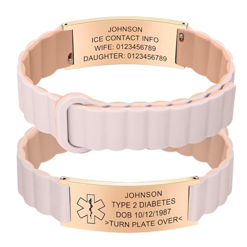 YOUNIFLARE Personalized Medical Alert Bracelet - Magnetic Silicon Customized Emergency