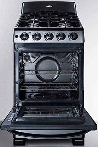 Summit Appliance Pro201Ss 20" Wide Gas Range In Stainless Steel With Electronic Ignition (Spark), Indicator Lights, Backguard, Porcelain Construction, Upfront Controls, Oven Window, And Sealed Burners #TOP2