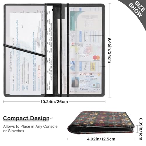 Car Registration and Insurance Holders Florals Vintage Print, PU Leather for License Documents Cards3