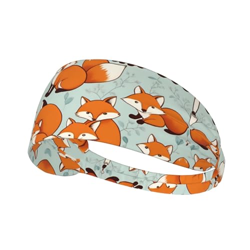 Elastic Sports Headband Hairband YYHWHJDE Cartoon Little Foxes Pattern Spandex, Soft, Breathable, Quick-Dry