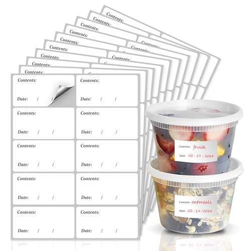 Freezer Labels Stickers - 300 White Sticky Labels (6x3 cm) - Oil & Waterproof Food Label for Jar Pantry & Container - Personalised Stickers Label for Kitchen Organisation & Meal Prep