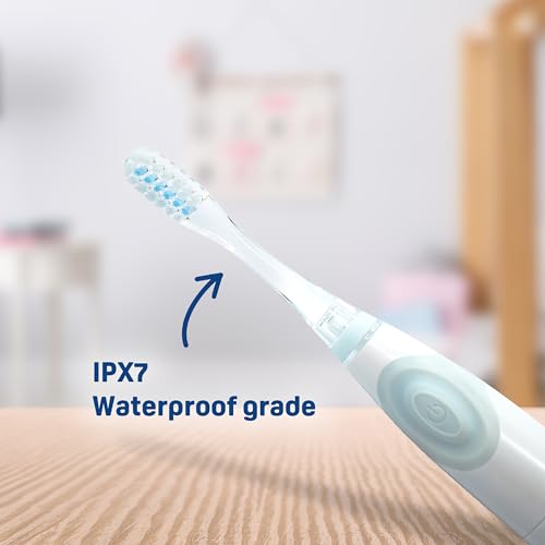 Image of Pigeon Gentle Kids Electric Toothbrush | Soft Bristles for Children | Replaceable Battery with 2 Spare Brush Heads | Easy Daily Oral Care