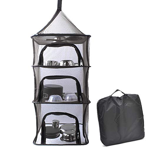 キャンプ用 ハンギングドライネット 吊り下げ式 物干しネット 虫除けネット 食器乾燥 バーベキュー