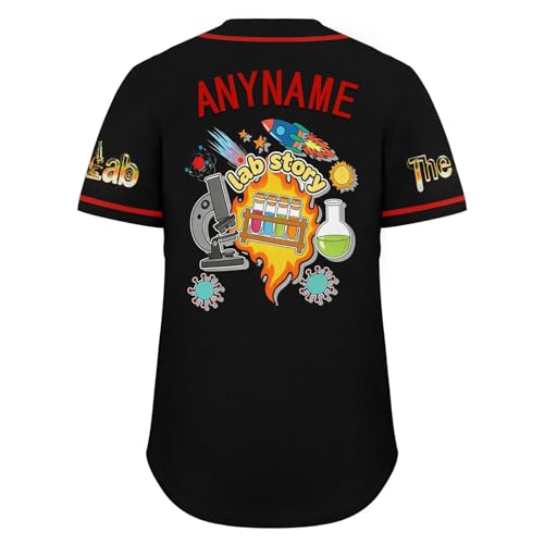 Lab Week Custom Baseball Jersey, Personalized Lab Story Softball Button Down Shirts for Science Party miniatura 6