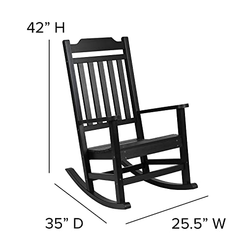 Image of Flash Furniture Winston All-Weather Poly Resin Rocking Chair in Black