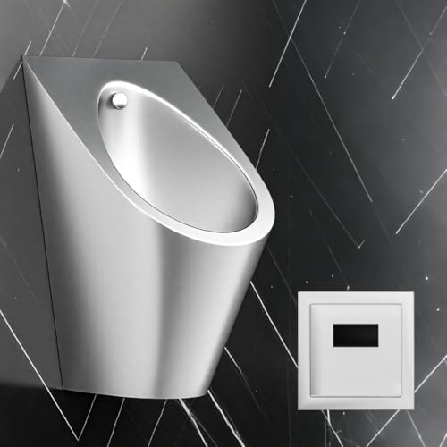 Wall-Mounted Automatic Sensor Urinal for Men, Made of 304 Stainless Steel, Stylish Appearance, Suitable for All Kinds of Commercial Spaces Silver