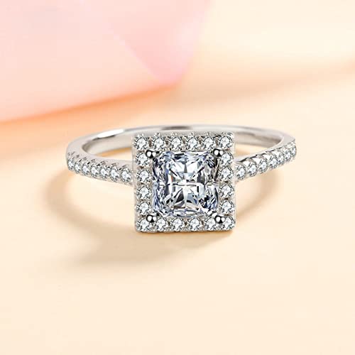 Moissanite Engravable Rings for Women Sterling Silver, Square Elegant 925 Best Friend Jewelry Name Rings2