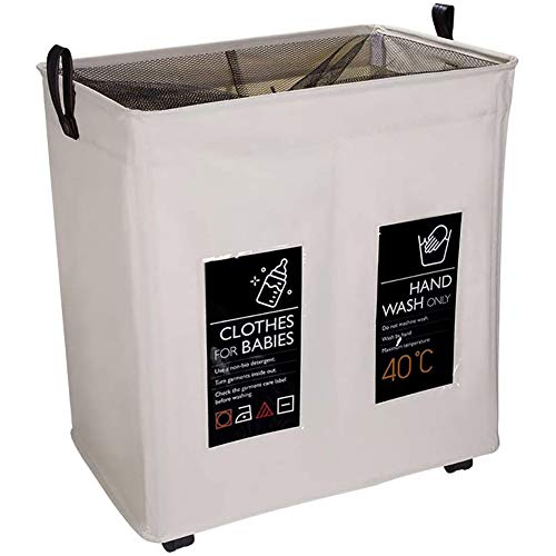 Wäschesammler, Wäschesortierer, Wäschetrenner, Wäschekorb Faltbar, Oxford Wäschebox Große, Laundry Basket für Badezimmer Schlafzimmer,Double Grid
