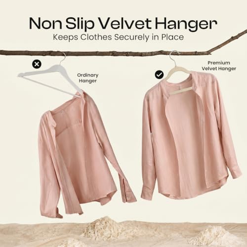 Image of Utopia Home Velvet Hangers 50 Pack - Non-Slip Suit Hangers with 360 Degree Rotatable Hook - for Pants, Coats, Shirts & More (Ivory) | Luxury Non-Slip, Slim Pant & Coat Hangers, Strong Space-Saving, Pants Bar, 360 Swivel Hook