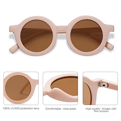 SOJOS Enfants Lunettes de soleil Rondes Garçons et Filles,Mignonnes Lunettes de Soleil Polarisées pour Enfants Protection UV400 pour La Plage Vacances SK5606