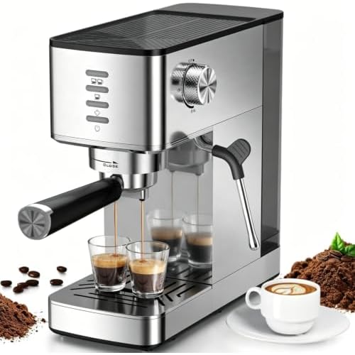 Electactic Espresso Machine with Powerful Steam Wand | 20-Bar Par Pump, Fast Cold Brew Function, 37oz Removable Water Tank, Stainless Steel Compact Coffee Maker for Home, Cappuccino & Latte