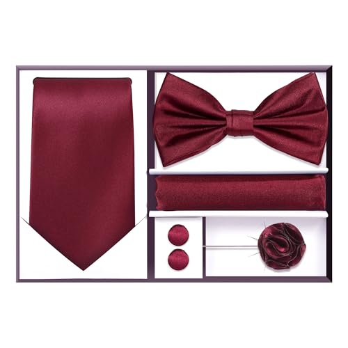 Image of Tie G .5pcs Tie set in a gift box : Tie sets : Solid color Neck tie,Satin Bow tie,Pocket Square, Lapel, Cuffs link