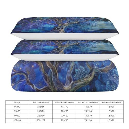 Housse de couette 135x200 avec taie d'oreiller en microfibre arbre de vie