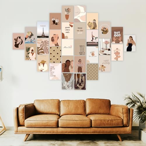 Image of Wallgasm Brown Aesthetic Room Posters - Pack of 30, 10 x 15 cm 300GSM | Room Decor Aesthetic - Poster Set For Room, Wall Art for Bedroom, Gym, Office