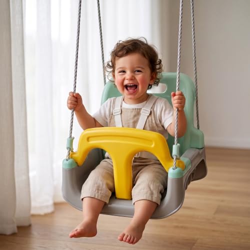 Image of Baybee 3 in 1 Baby Swing Chair | Hanging Jhula for Kids with Removable Front Bar | Baby Swing Jhula with Adjustable Backrest & Sturdy Base | Secure Seat Belt jhula for Kids 0 to 3 Years