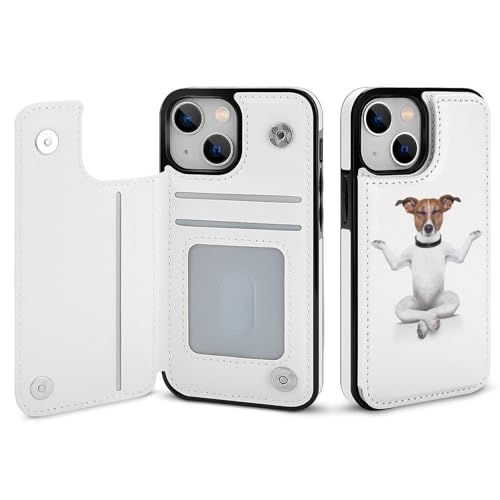 iPhone13ProMax用ケース カバー 手帳型 ジャックラッセルテリア ヨガ 犬柄 アイフォン13ProMax用 カード収納 横置きスタンド機能 全面保護 Case