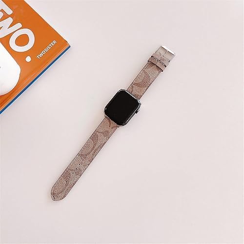Luxury Leather Watch Band for Apple Watch Series 1-4 SE, 38-49mm, Brown