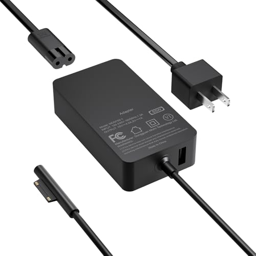 65W Charger Compatible with Microsoft Surface Pro 11 10 9 8 7+ 7 6 5 X Laptop 7/6/5/4/3/2/1/Studio Go 4/3/2/1 Book 3/2/1 Support 44W 36W 10FT