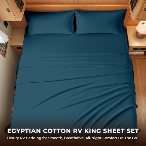 Image of SGI bedding 100% Egyptian Cotton Sheets RV King Size - 600 Thread Count Sheets Set, Soft, Cooling, 15 inch Deep Pocket, Luxury Hotel Bedding, Breathable, Durable - Teal