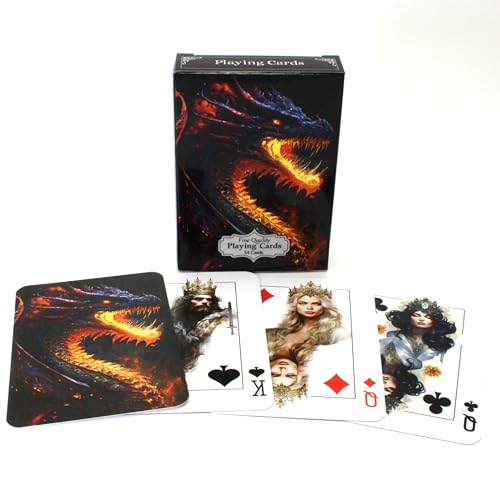 Noble Artisan Designs Dragon Playing Cards, Fantasy Art Poker Deck, Dragon Themed Deck, Unique Collector Cards (Fire)