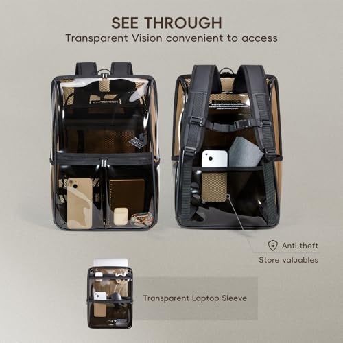 Unisex Clear Backpack Heavy Duty Large with Transparent Laptop Bag for Work, Black Plastic Backpacks Stadium Events for College Travel Sports2