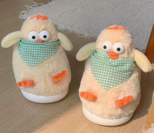 Image of Halemet Cute Chicken Slippers for Women Cartoon Animal Slippers for Women Cozy Plush Non-Slip House Slipper Indoor Outdoor