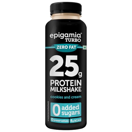 Image of epigamia Turbo 25 g Protein Milkshake, Cookies & Cream - 250 ml