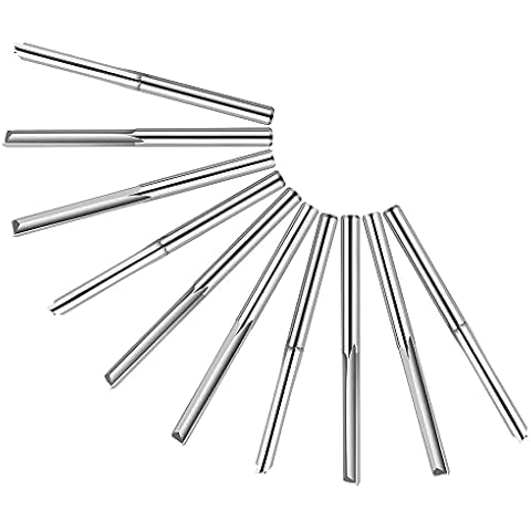 Mitening 10 Stück 2 Flöte Gerade Fräser, Doppelschneider Gerade Schlitzfräser, 3.175 mm Wolframstahl Schaftfräser CNC Fräser für Bits Holz MDF, Nutlänge 22 mm Cover