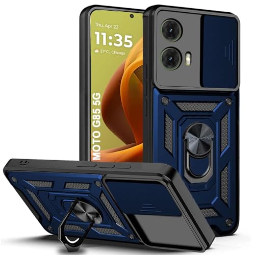 Image of AIBEX Back Cover for Motorola G85 5G | D10 Tough Armor Case | Sliding Camera Shield | 360 Protection | Kickstand Ring Holder | Military-Grade Shockproof Bumper Case