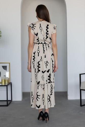Image of Modestouze Attires Dress for Women Western Maxi Style, Indo Western Dresses, One Piece Long Gown, A Line Flared Pattern, Ethnic Look Outfit for Women