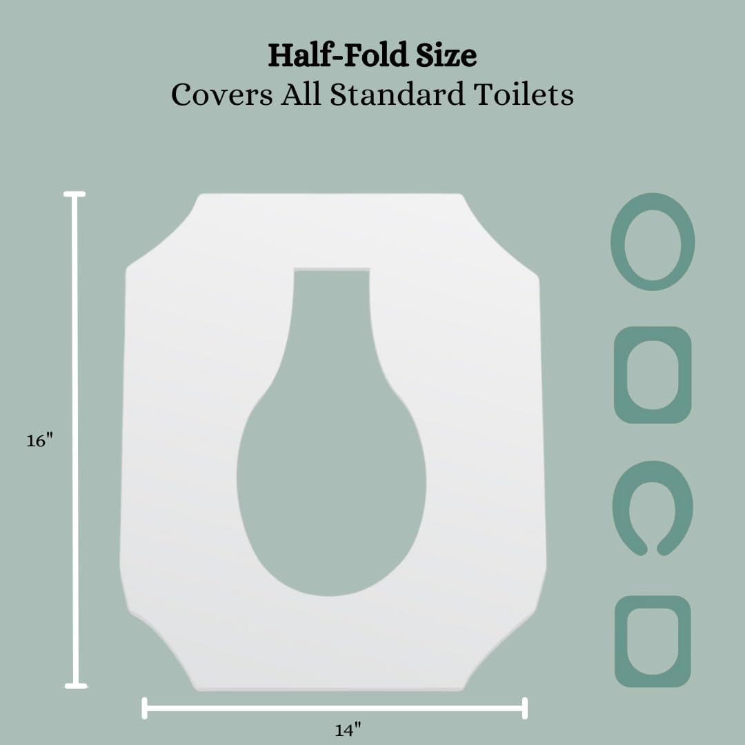 Disposable Toilet Seat Cover 4-Pack of 250 - Flushable - 14x16" (Half-Fold) | 100% Virgin Paper | Paper Toilet Liners for Bathroom, Travel, Camping, Kids Potty Training