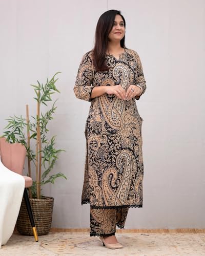 Image of Nermosa Kalamkari Printed Straight Kurta Set for Women | Printed | Office Wear |