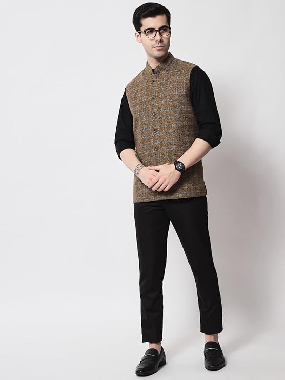 Image of DEIFIC Men's Export-Quality Indian Traditional Nehru Jacket /Waistcoat